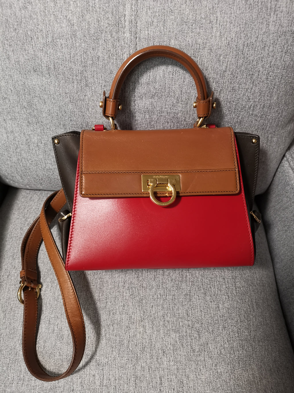 Salvatore Ferragamo Colorblock Gancini Top-Handle Crossbody Bag