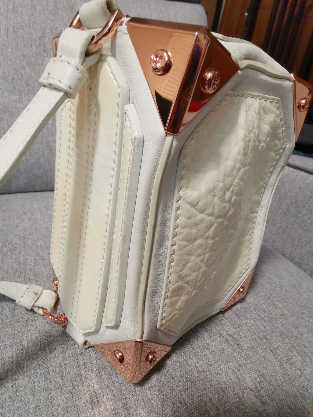 Alexander Wang Mini Marion White & Rose Gold Crossbody Bag