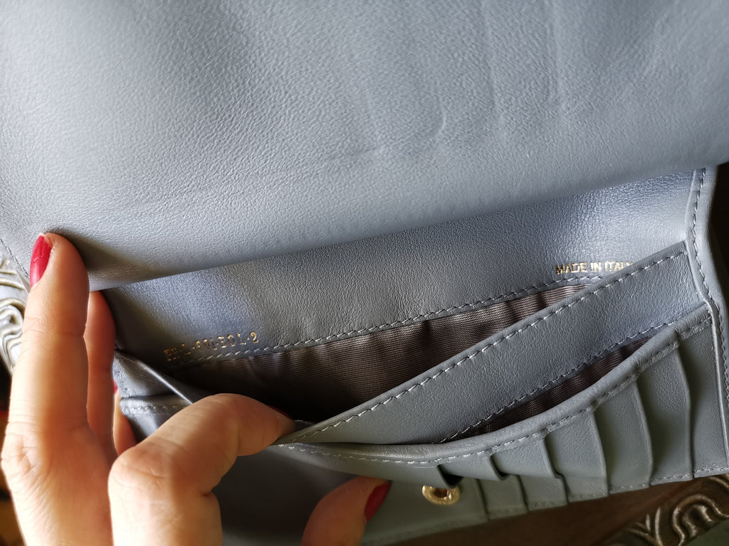 Valentino Garavani Rockstud Gray Leather Continental Wallet