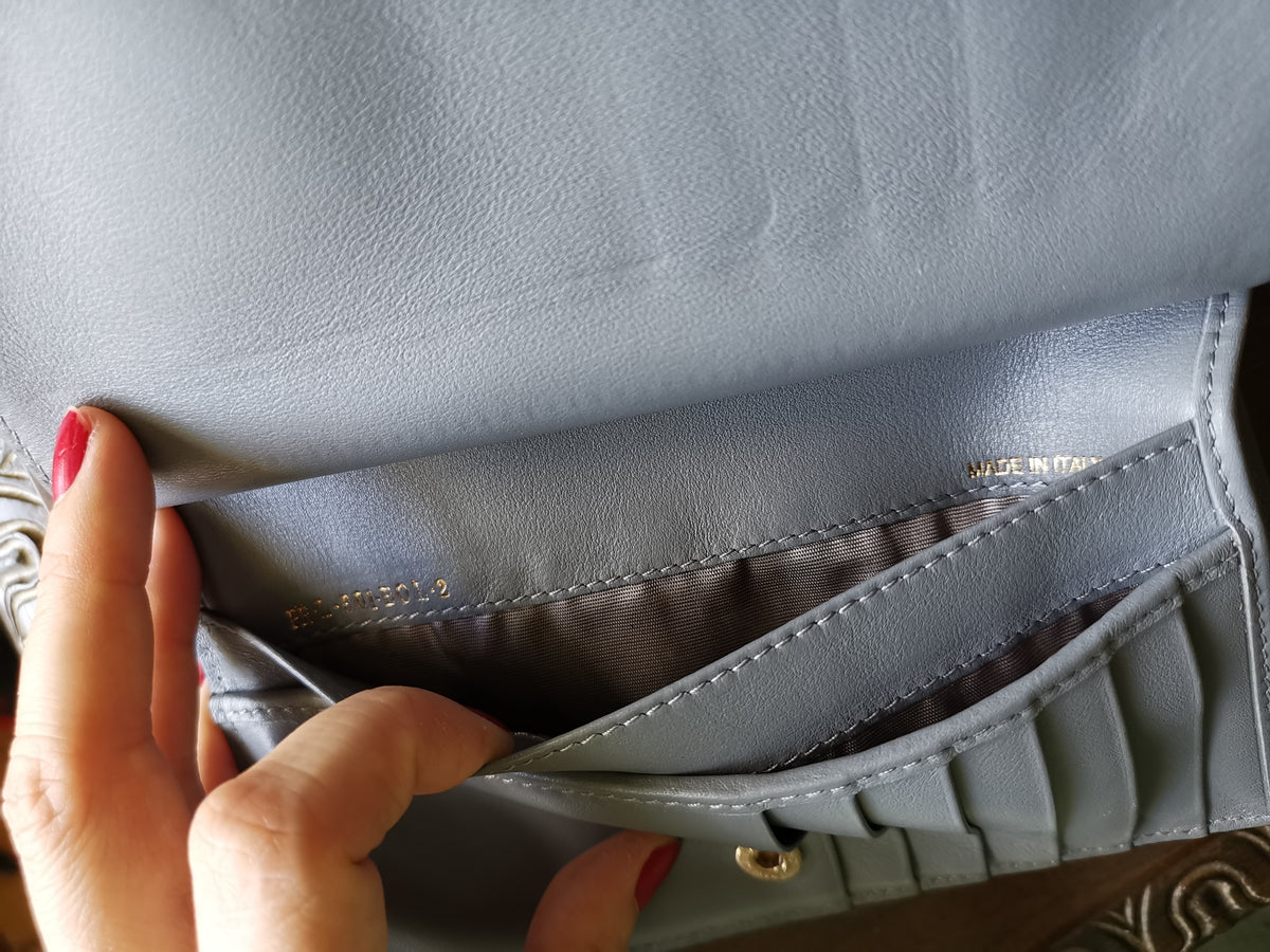 Valentino Garavani Rockstud Gray Leather Continental Wallet