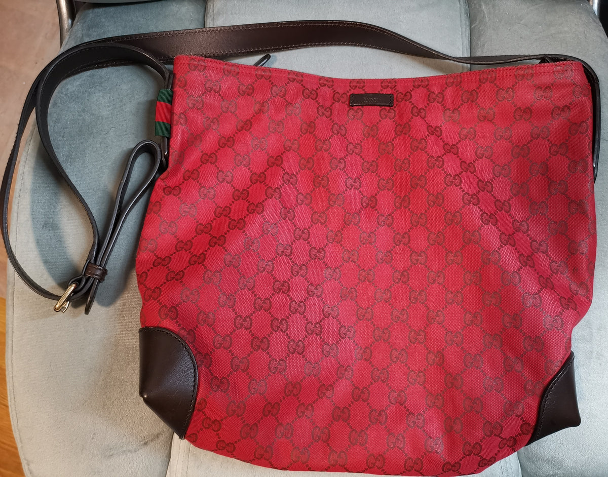 Gucci Red GG Canvas Hobo Shoulder Bag