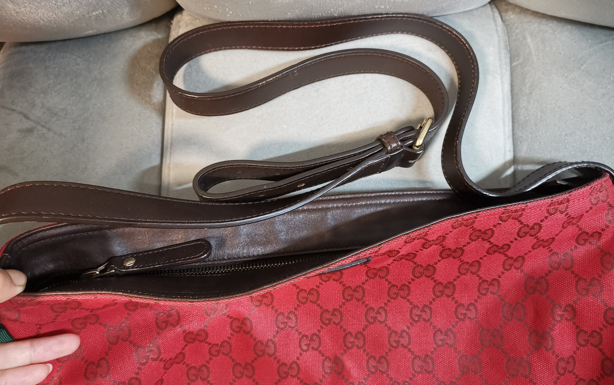 Gucci Red GG Canvas Hobo Shoulder Bag