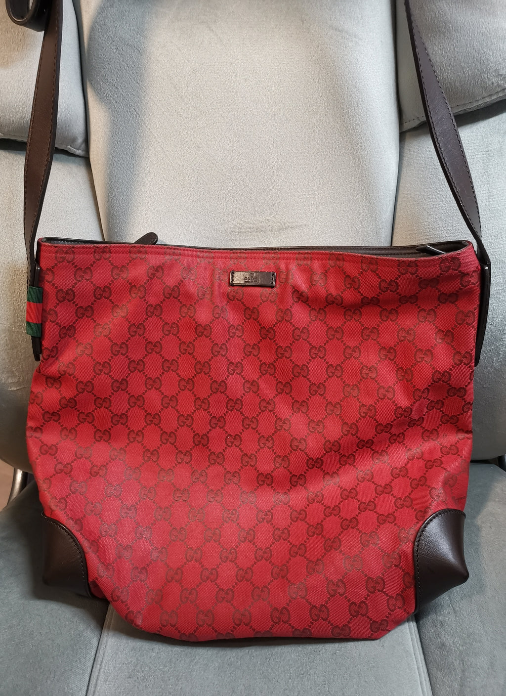 Gucci Red GG Canvas Hobo Shoulder Bag