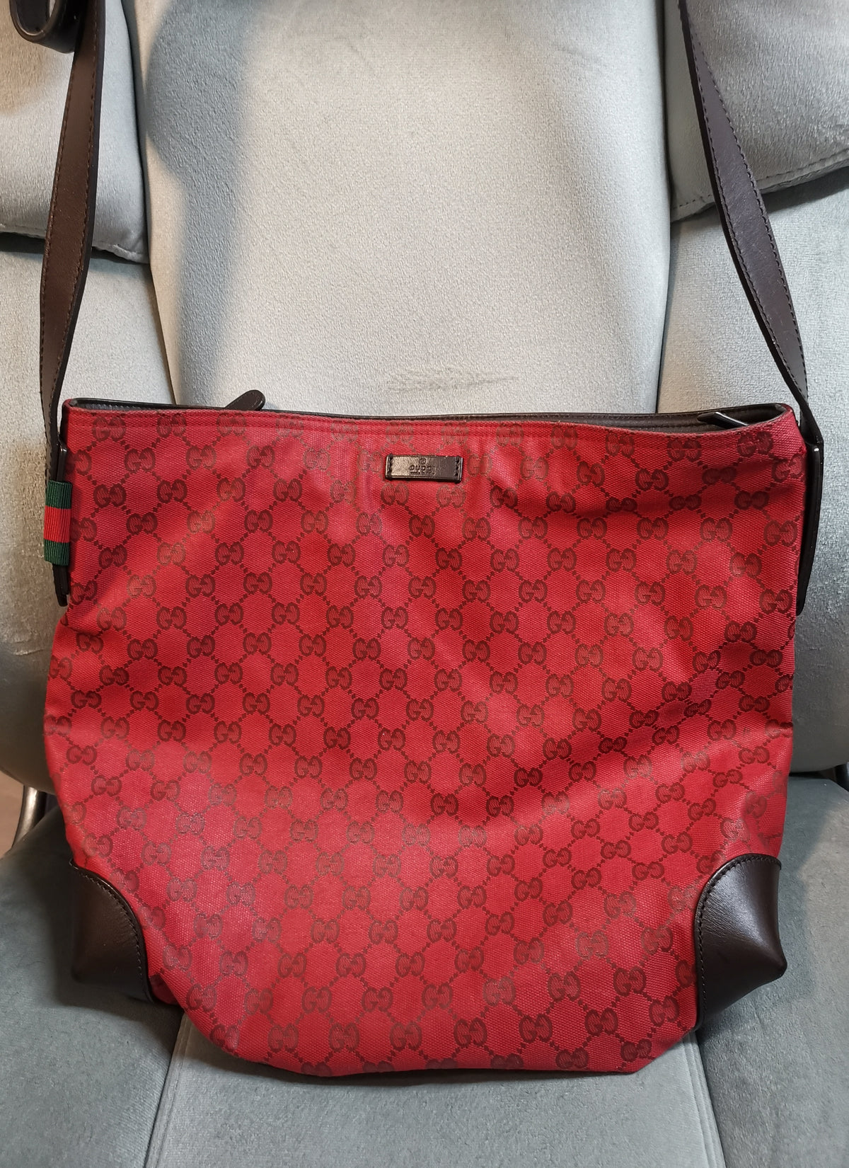 Gucci Red GG Canvas Hobo Shoulder Bag