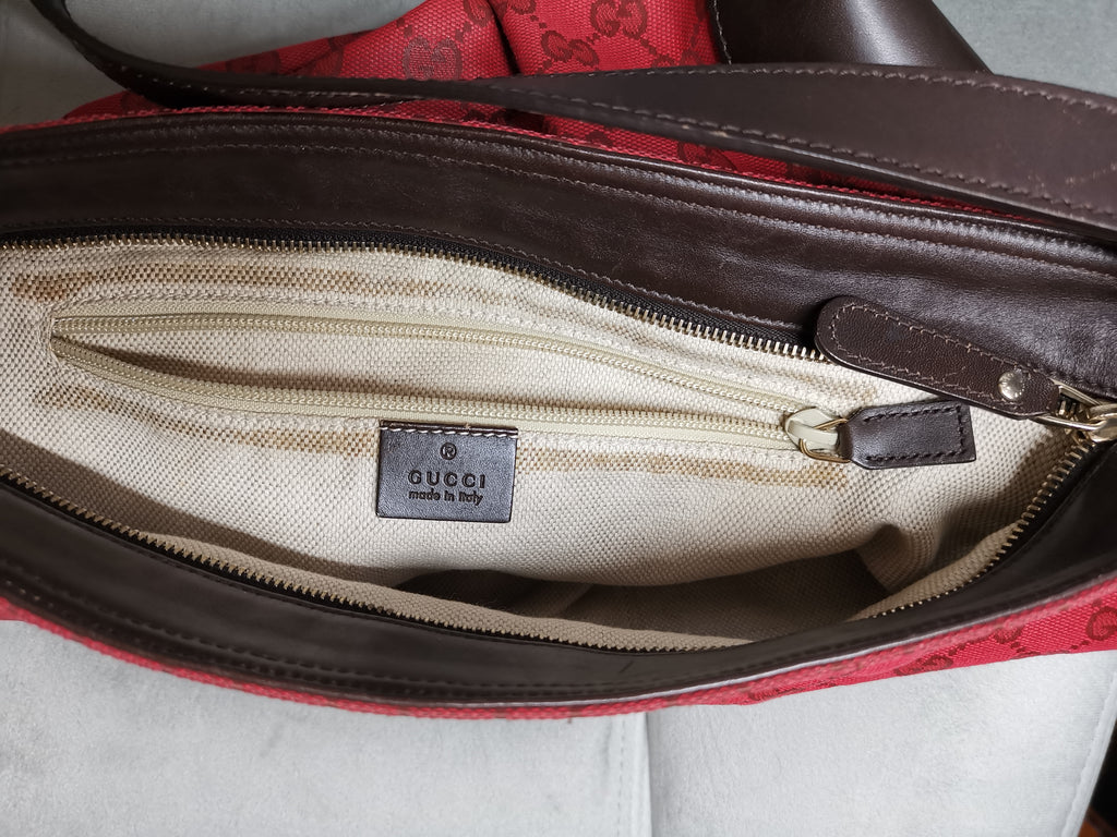 Gucci Red GG Canvas Hobo Shoulder Bag