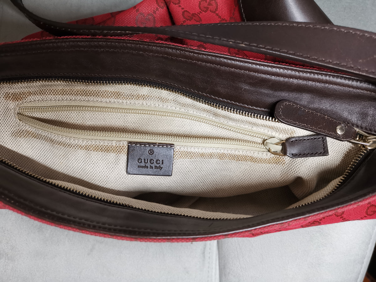 Gucci Red GG Canvas Hobo Shoulder Bag