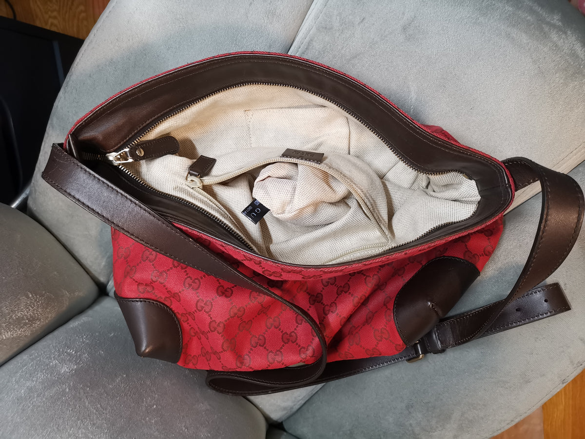 Gucci Red GG Canvas Hobo Shoulder Bag