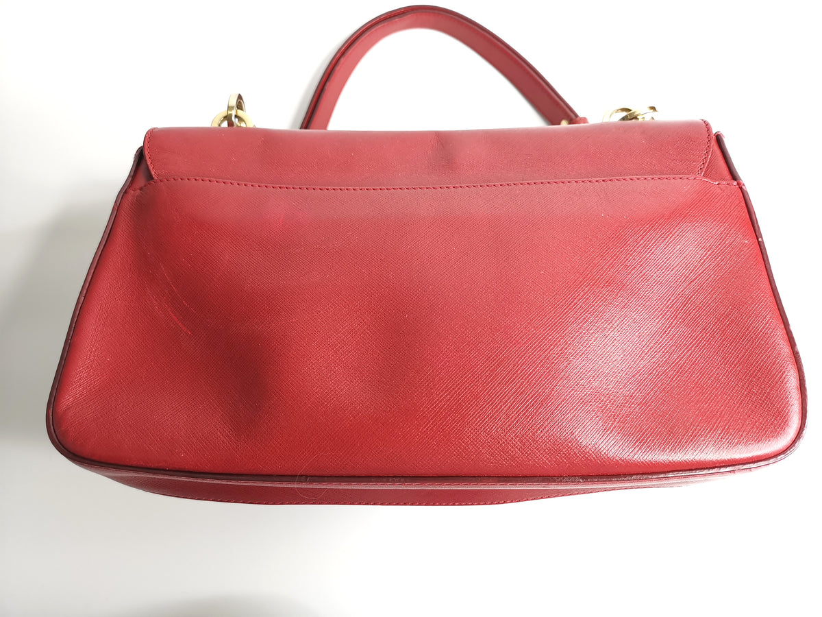 Salvatore Ferragamo Red Leather Gancini Top-Handle Shoulder Bag