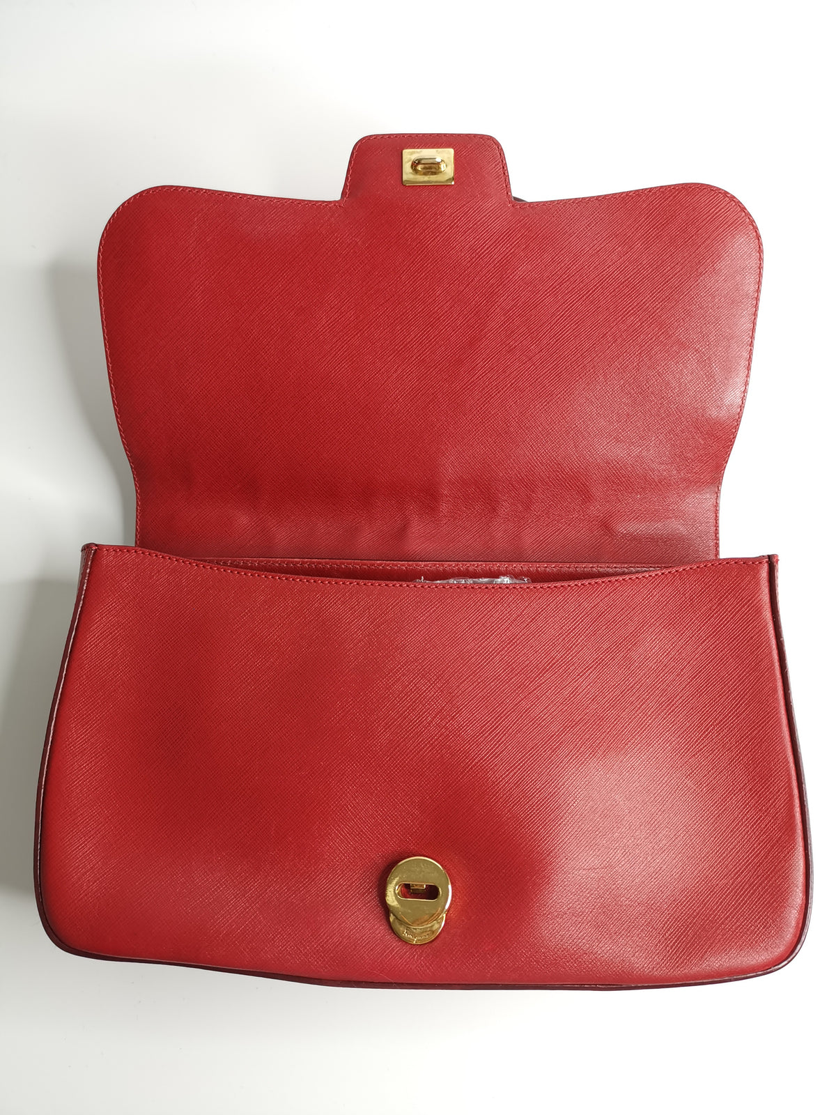 Salvatore Ferragamo Red Leather Gancini Top-Handle Shoulder Bag