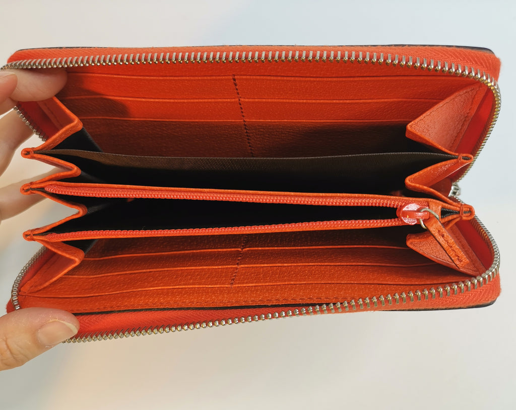 Gucci Orange Leather Zip-Around Wallet