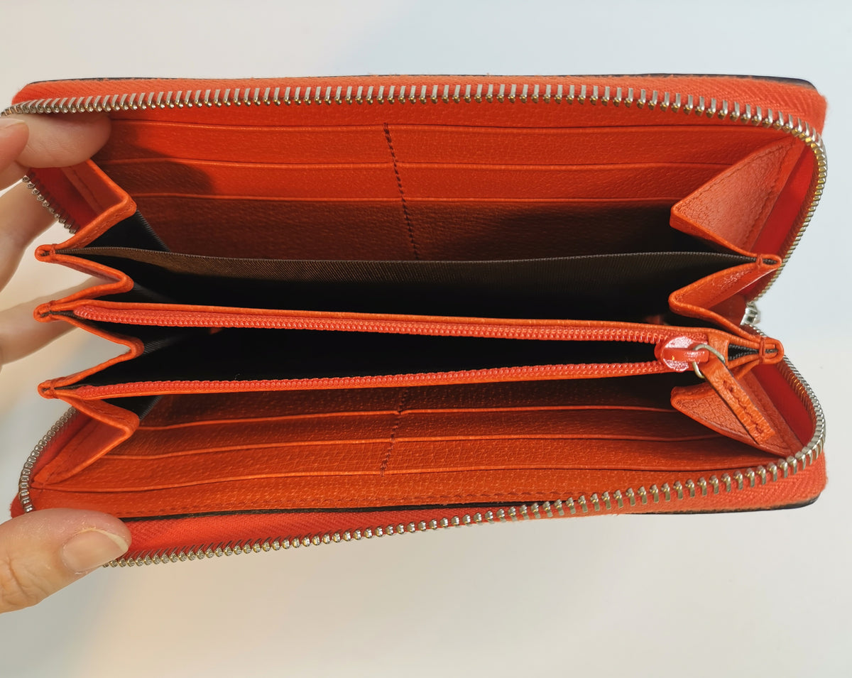 Gucci Orange Leather Zip-Around Wallet