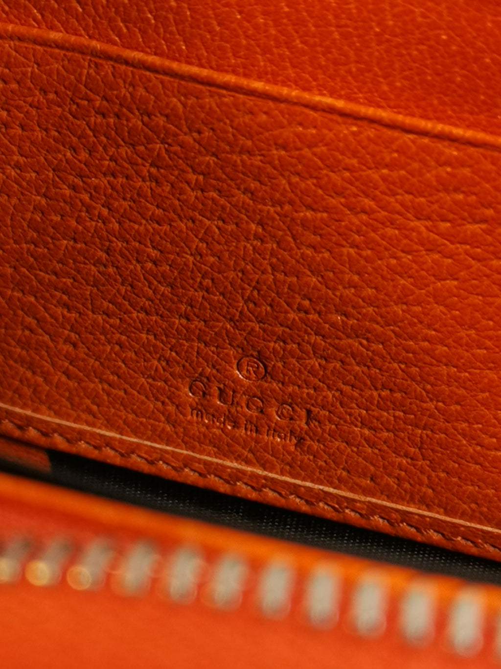 Gucci Orange Leather Zip-Around Wallet