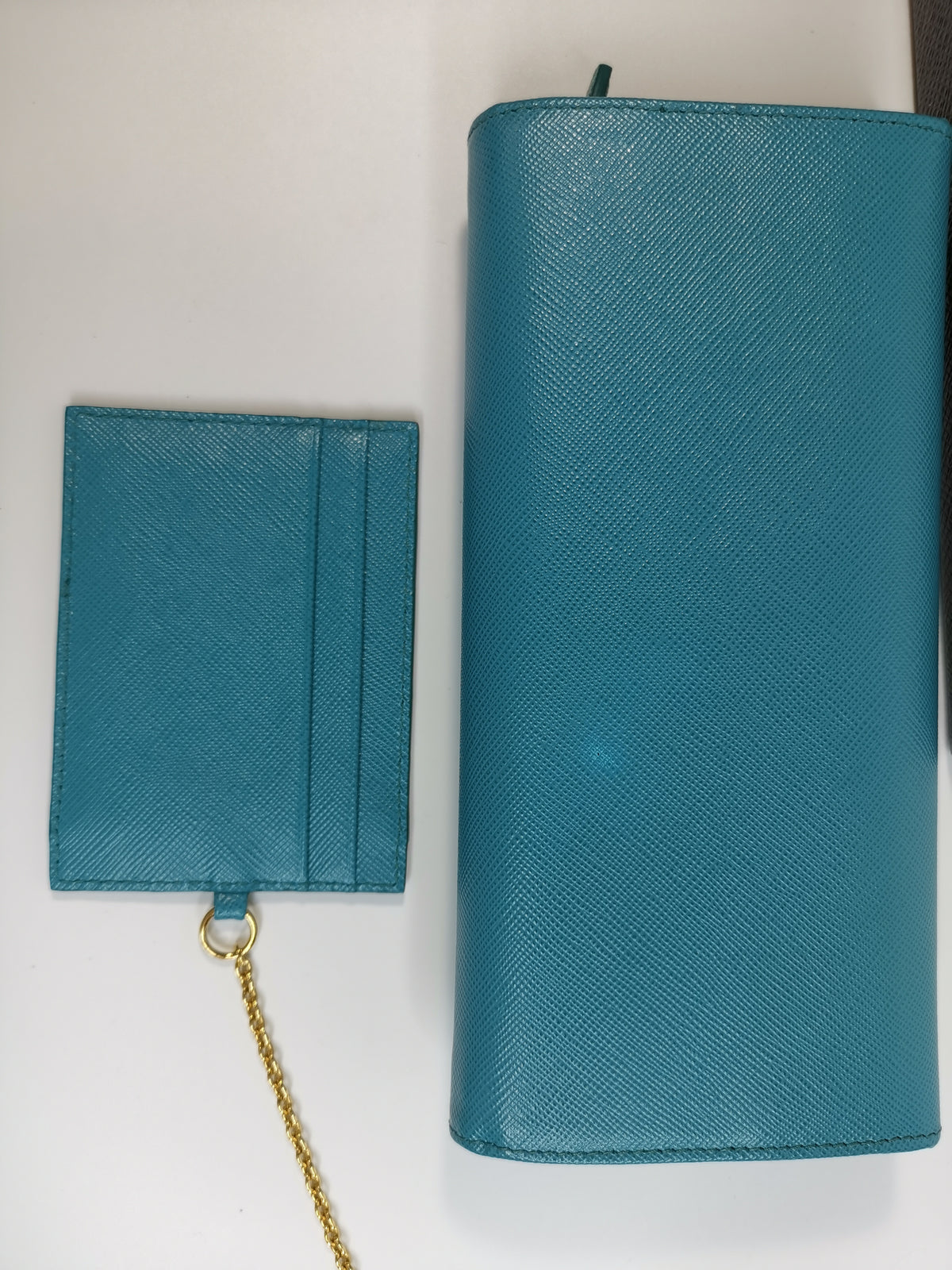 Prada Turquoise Saffiano Leather Continental Wallet with ID Holder