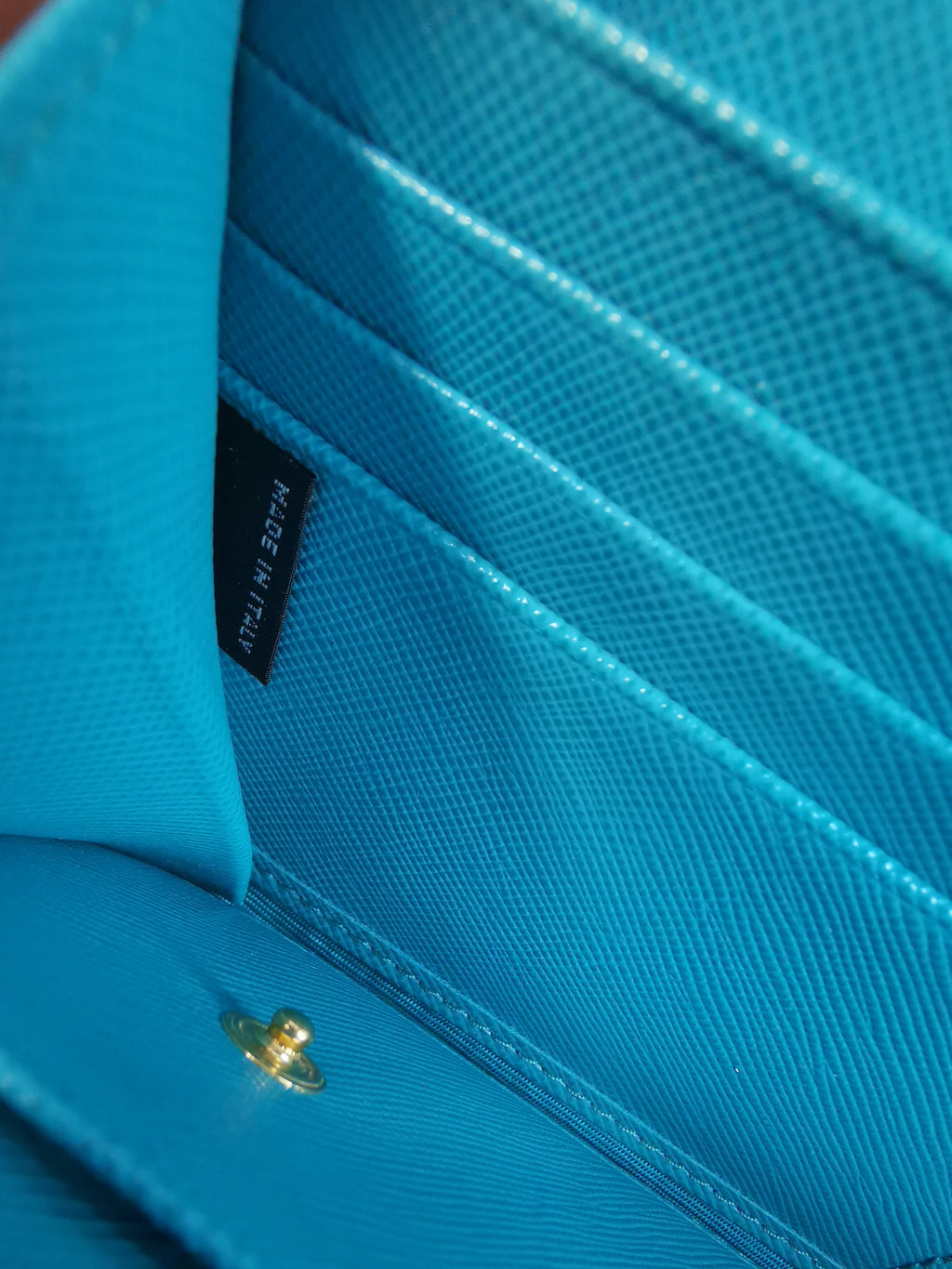 Prada Turquoise Saffiano Leather Continental Wallet with ID Holder