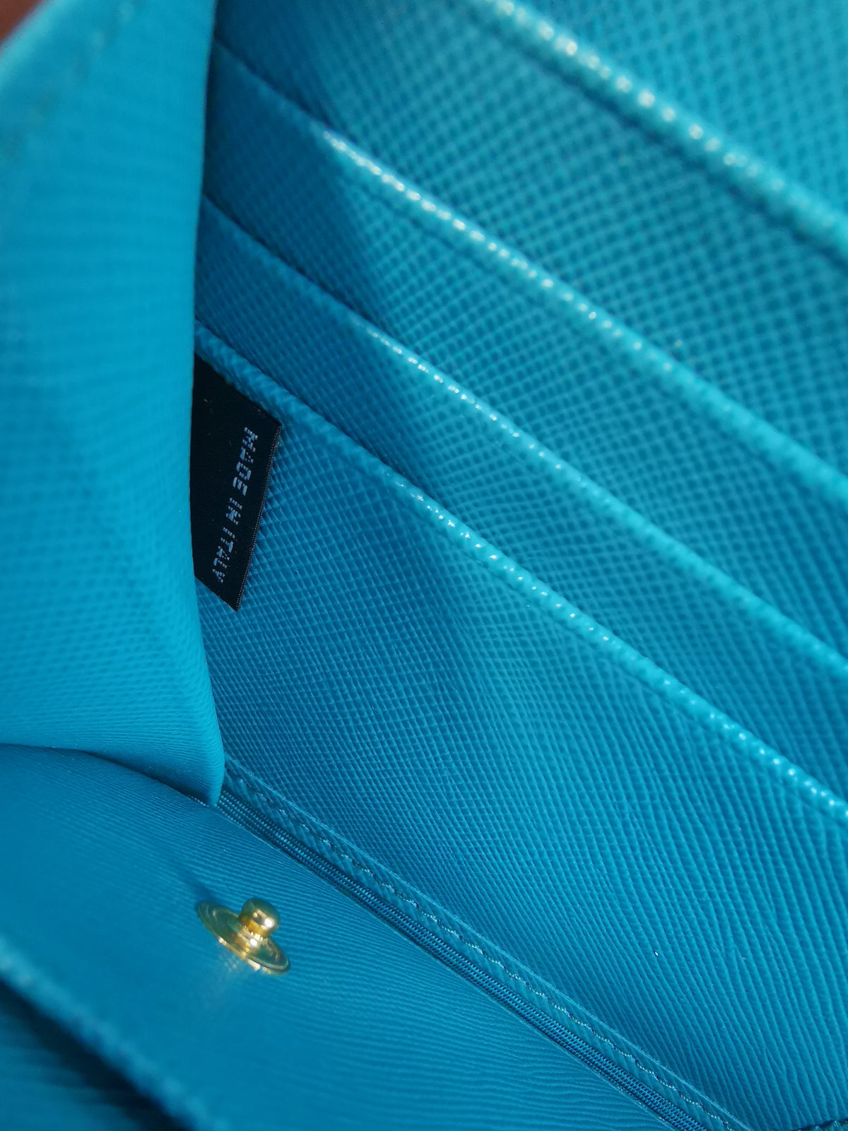 Prada Turquoise Saffiano Leather Continental Wallet with ID Holder