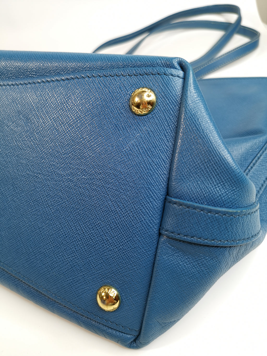 Prada Blue Saffiano Lux Leather Tote Bag
