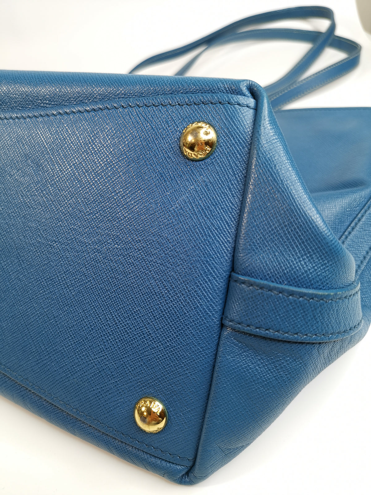 Prada Blue Saffiano Lux Leather Tote Bag