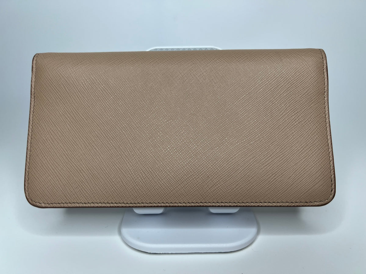 Prada Beige Saffiano Leather Wristlet Wallet