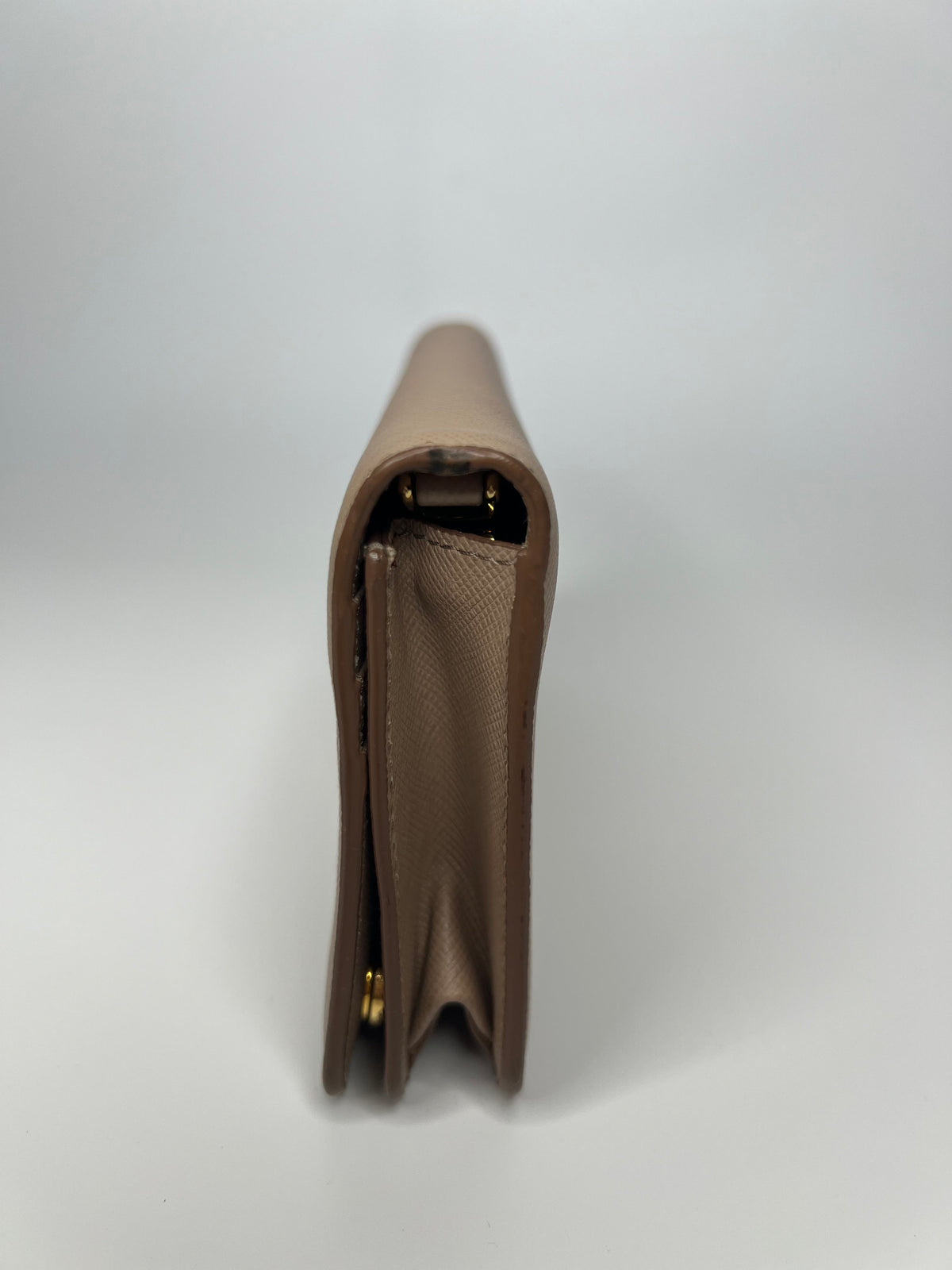 Prada Beige Saffiano Leather Wristlet Wallet