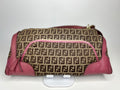 Fendi Zucca Canvas & Pink Leather Shoulder Bag