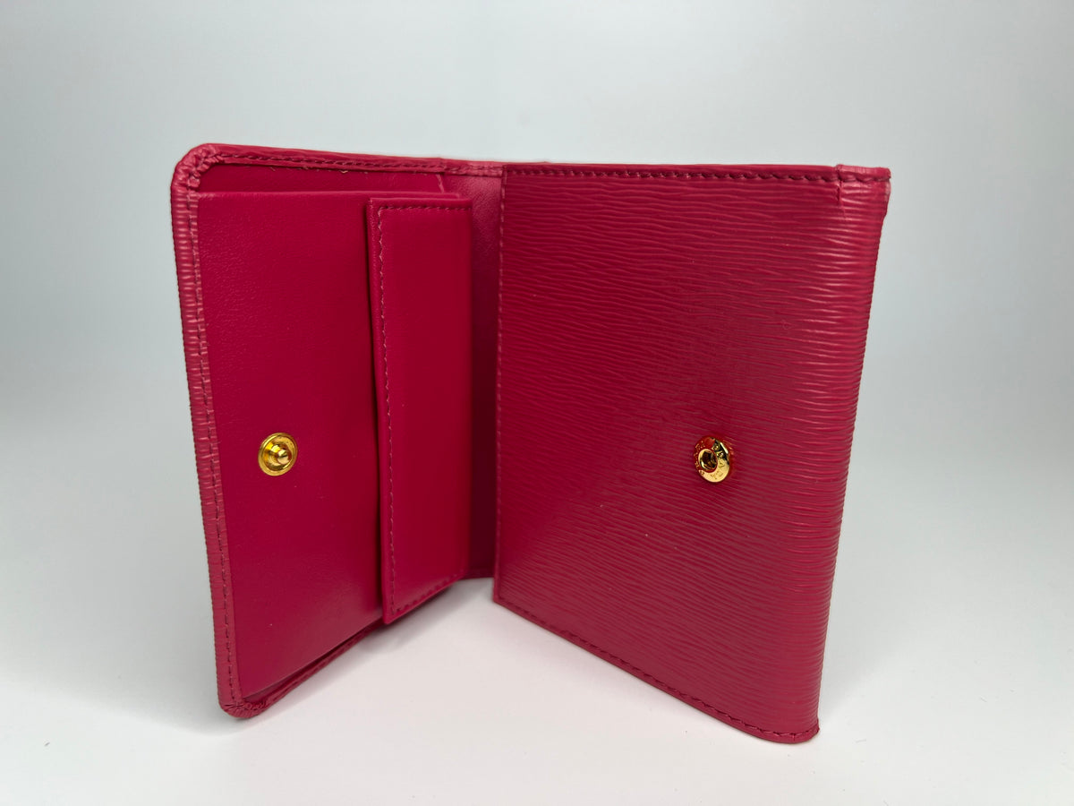 Prada Pink Vitello Move Compact Wallet