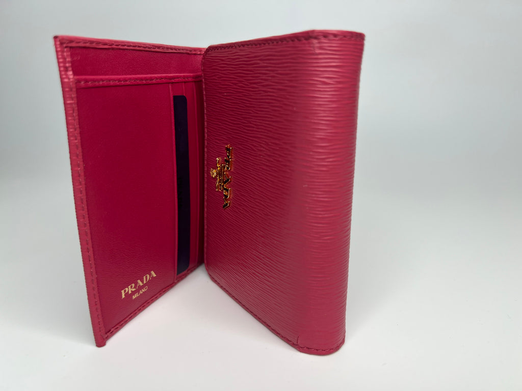 Prada Pink Vitello Move Compact Wallet