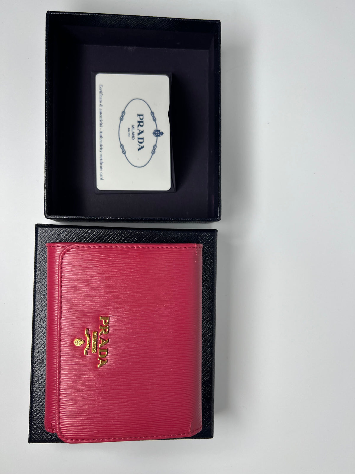 Prada Pink Vitello Move Compact Wallet