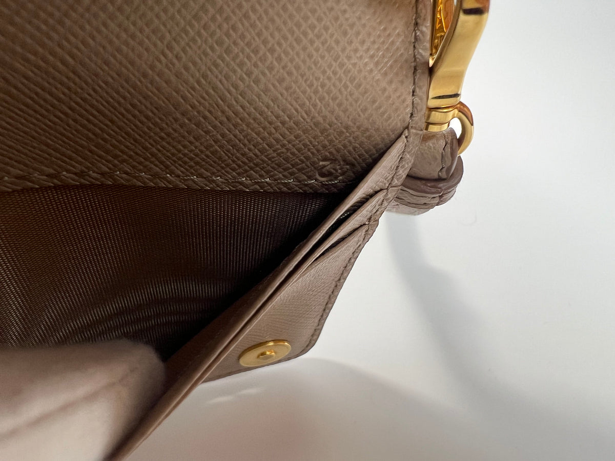 Prada Beige Saffiano Leather Wristlet Wallet