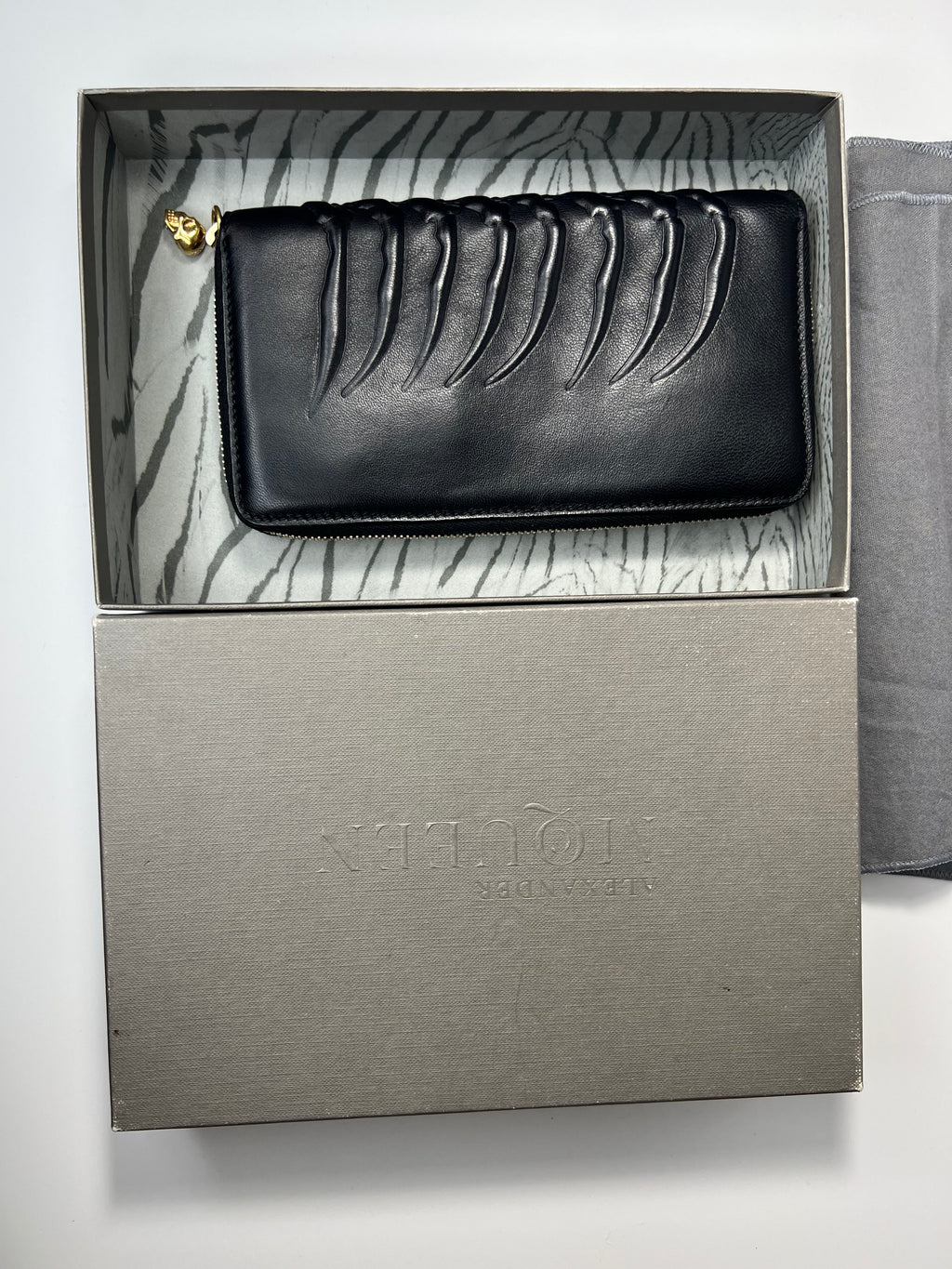 Alexander McQueen Rib Cage Long Zip-Around Wallet