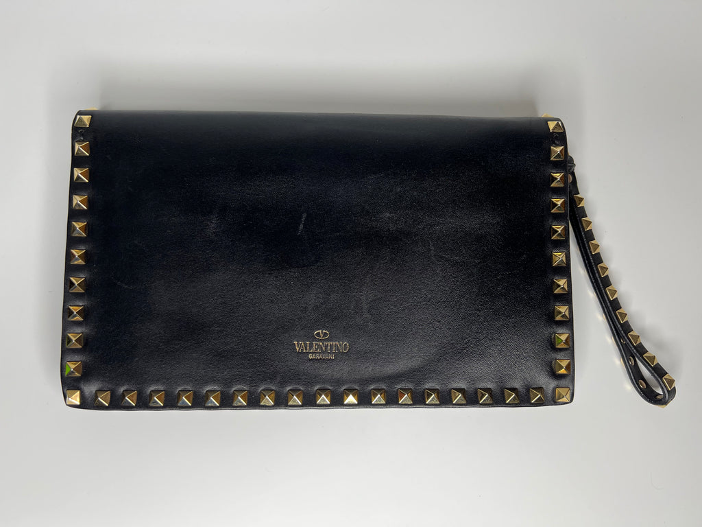 Valentino Garavani Rockstud Flat Pouch / Wristlet Clutch