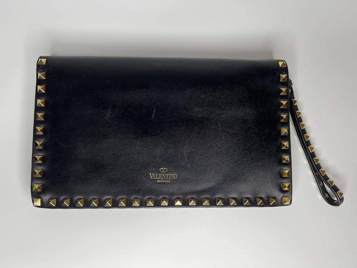 Valentino Garavani Rockstud Flat Pouch / Wristlet Clutch