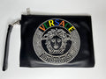 Versace Black Leather Rainbow Logo Medusa Pouch / Clutch Bag