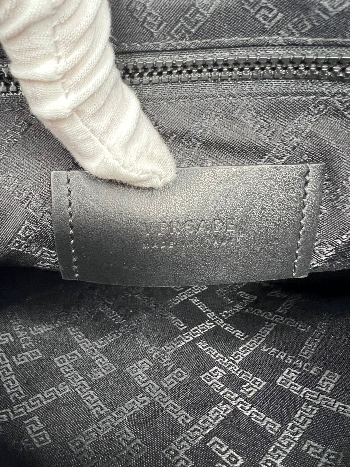 Versace Black Leather Rainbow Logo Medusa Pouch / Clutch Bag