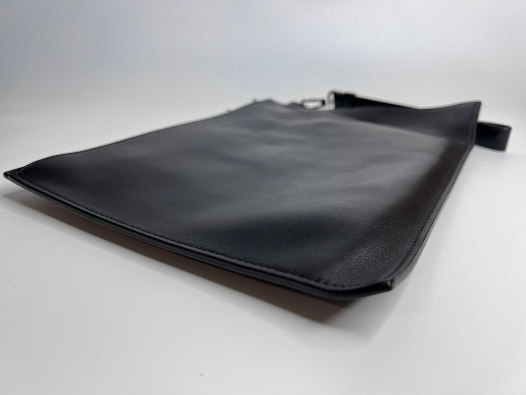 Versace Black Leather Rainbow Logo Medusa Pouch / Clutch Bag