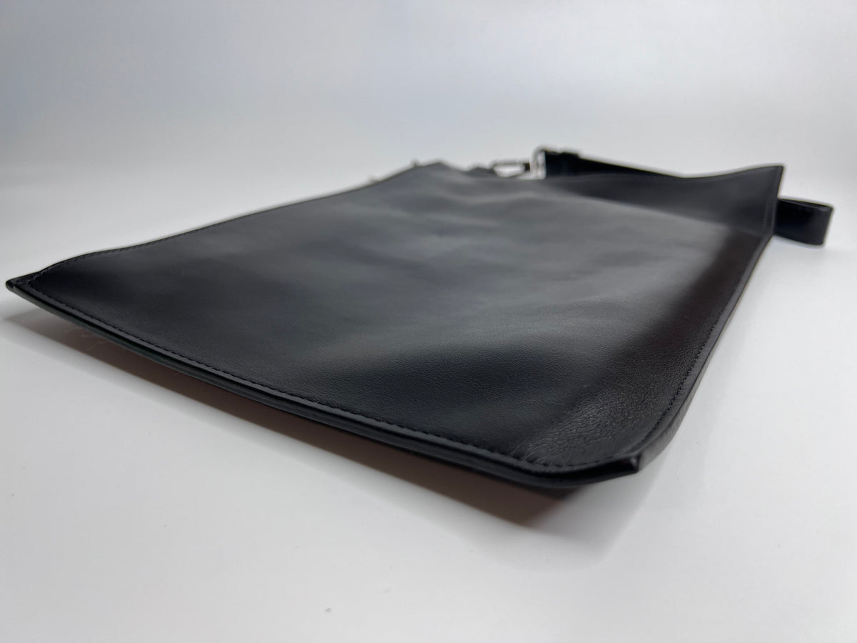 Versace Black Leather Rainbow Logo Medusa Pouch / Clutch Bag