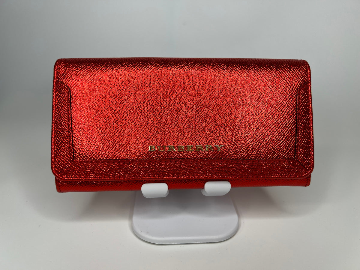 Burberry Metallic Glitter Patent London Leather Continental Wallet