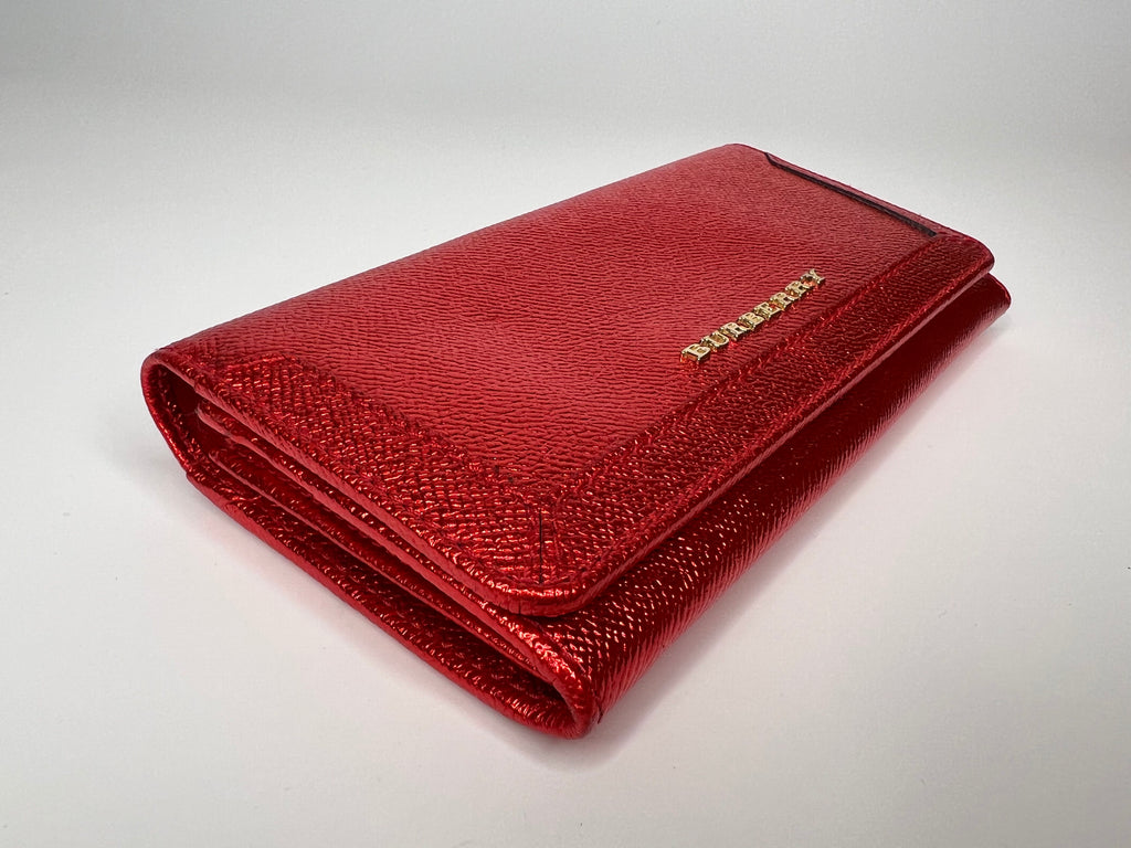 Burberry Metallic Glitter Patent London Leather Continental Wallet