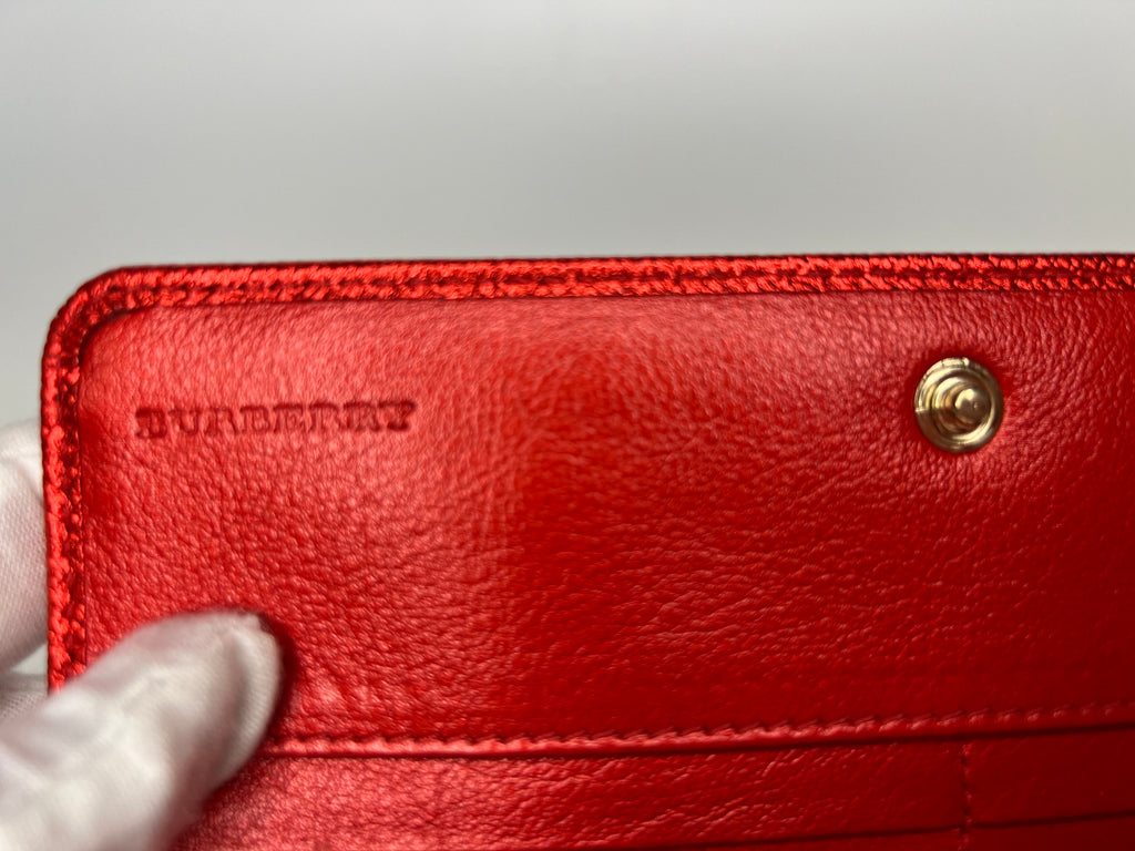 Burberry Metallic Glitter Patent London Leather Continental Wallet