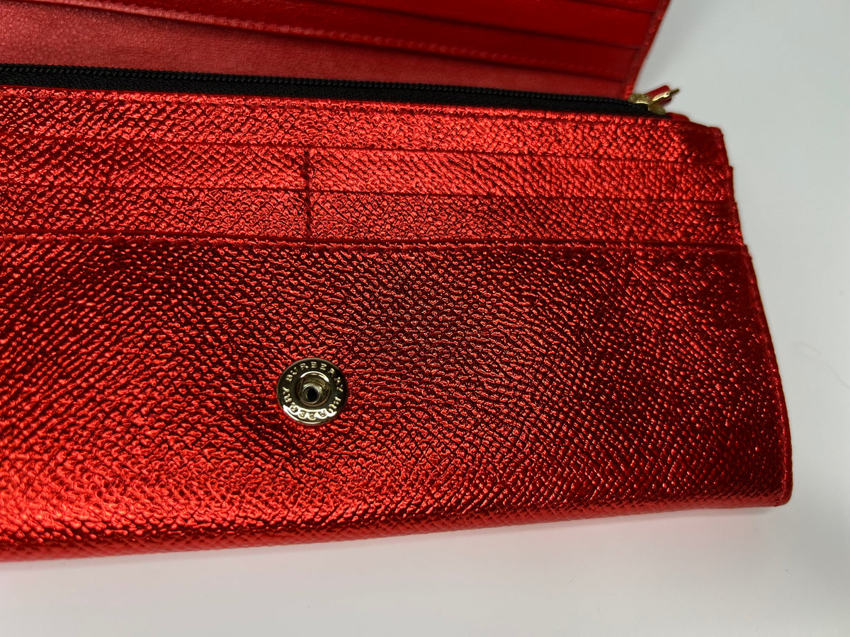 Burberry Metallic Glitter Patent London Leather Continental Wallet