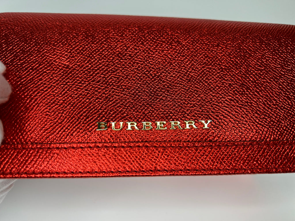 Burberry Metallic Glitter Patent London Leather Continental Wallet