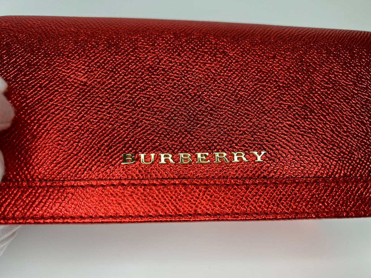 Burberry Metallic Glitter Patent London Leather Continental Wallet