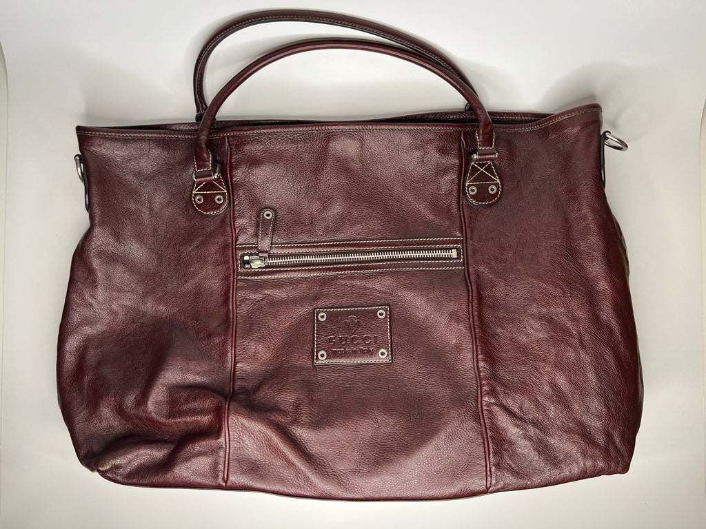 Vintage Gucci Burgundy Leather Hobo Tote Bag