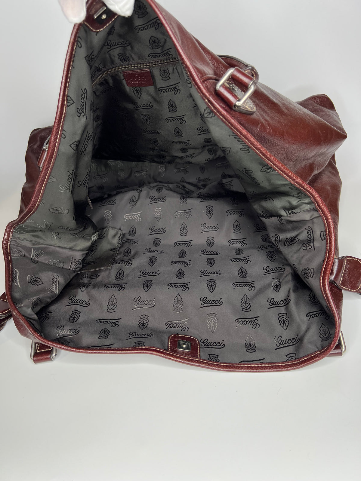 Vintage Gucci Burgundy Leather Hobo Tote Bag