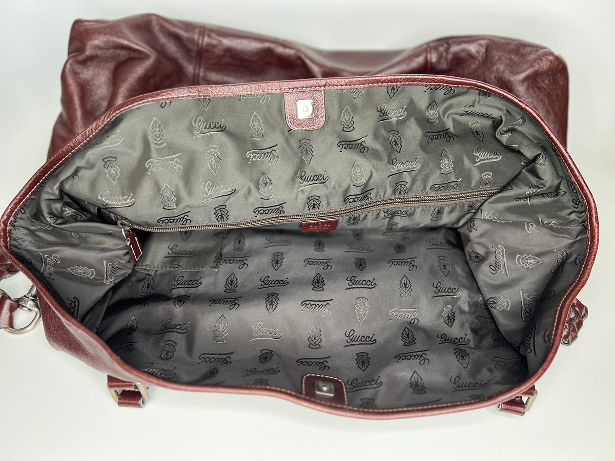 Vintage Gucci Burgundy Leather Hobo Tote Bag