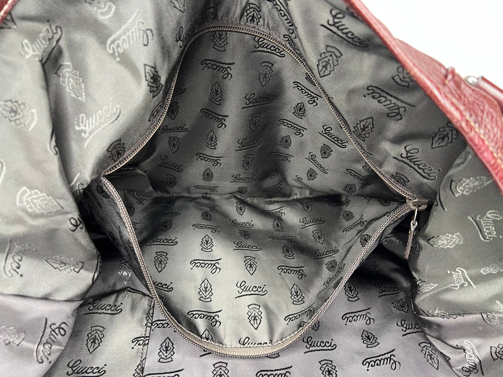 Vintage Gucci Burgundy Leather Hobo Tote Bag