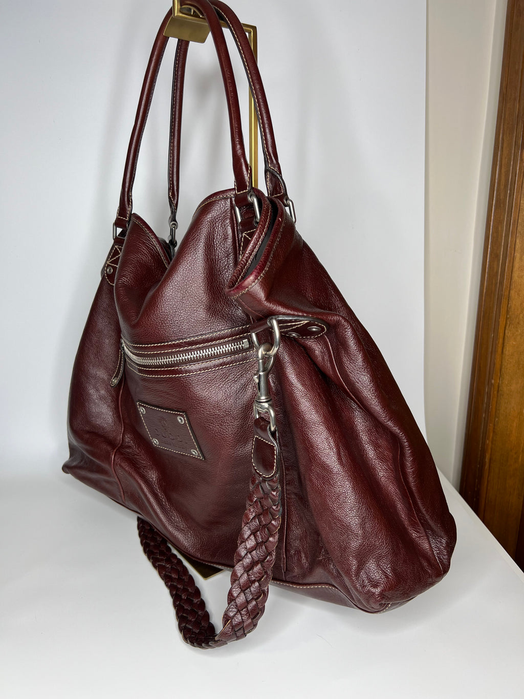 Vintage Gucci Burgundy Leather Hobo Tote Bag