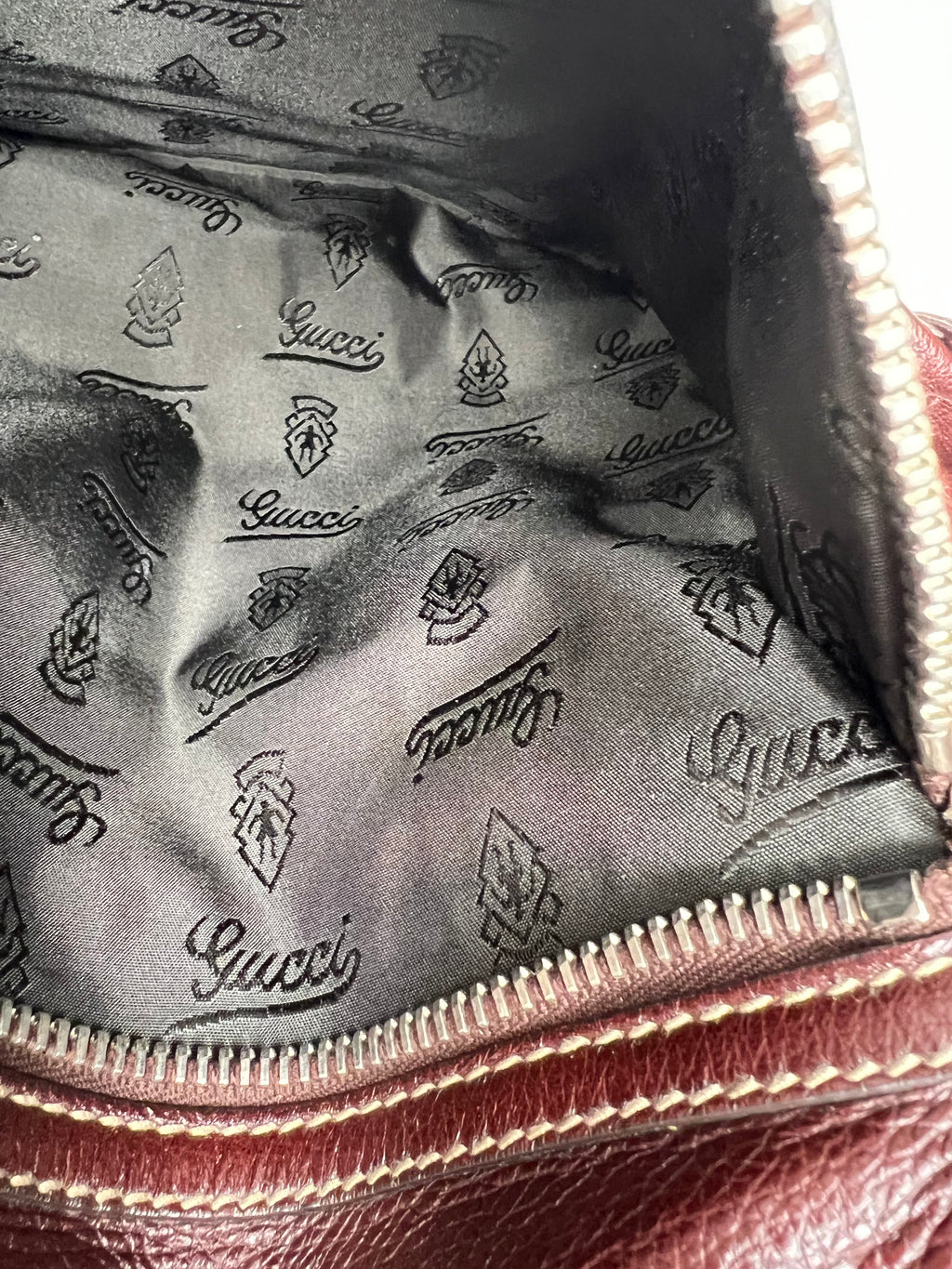 Vintage Gucci Burgundy Leather Hobo Tote Bag