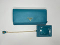 Prada Turquoise Saffiano Leather Continental Wallet with ID Holder