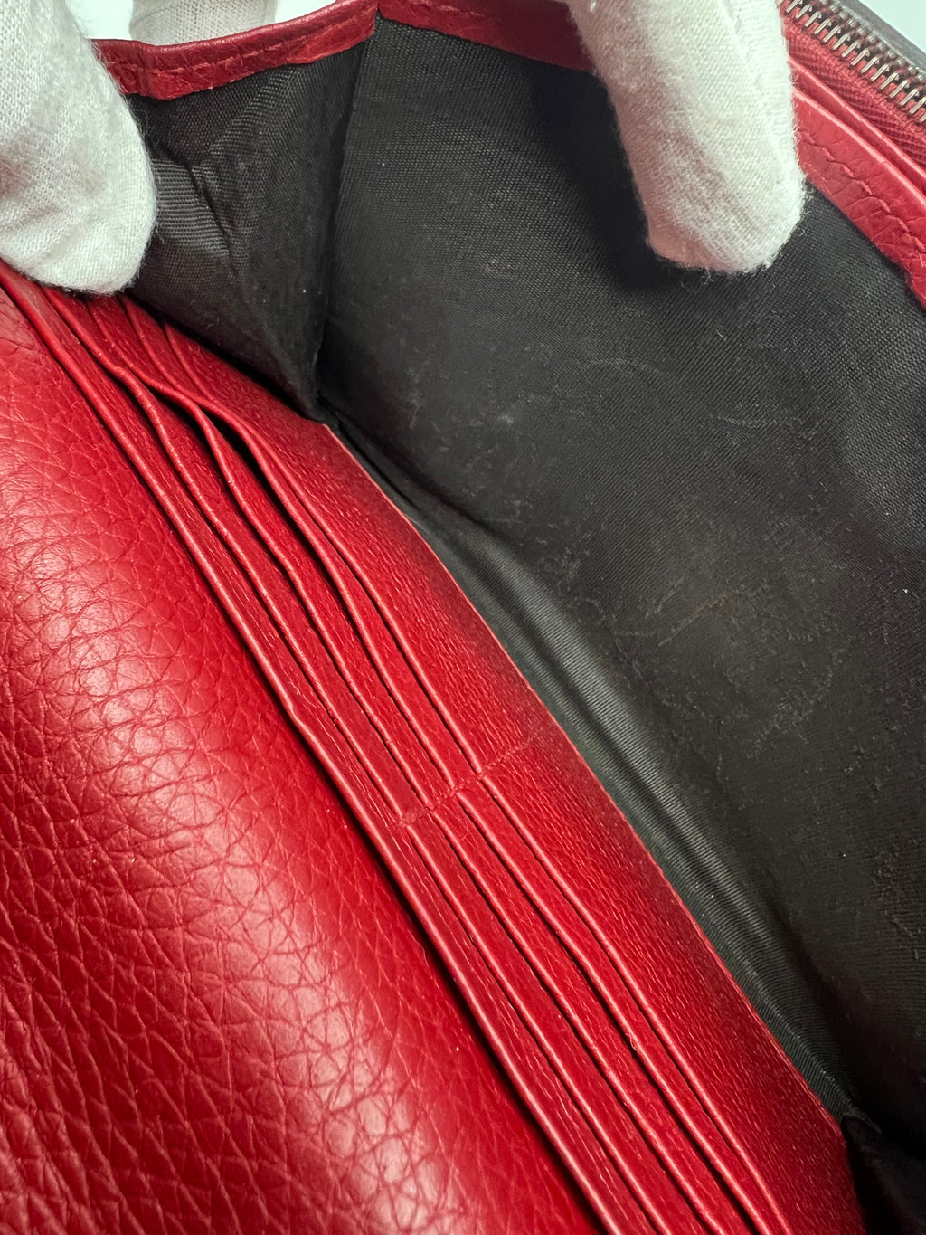 Gucci GG Marmont Red Leather Wallet on Chain