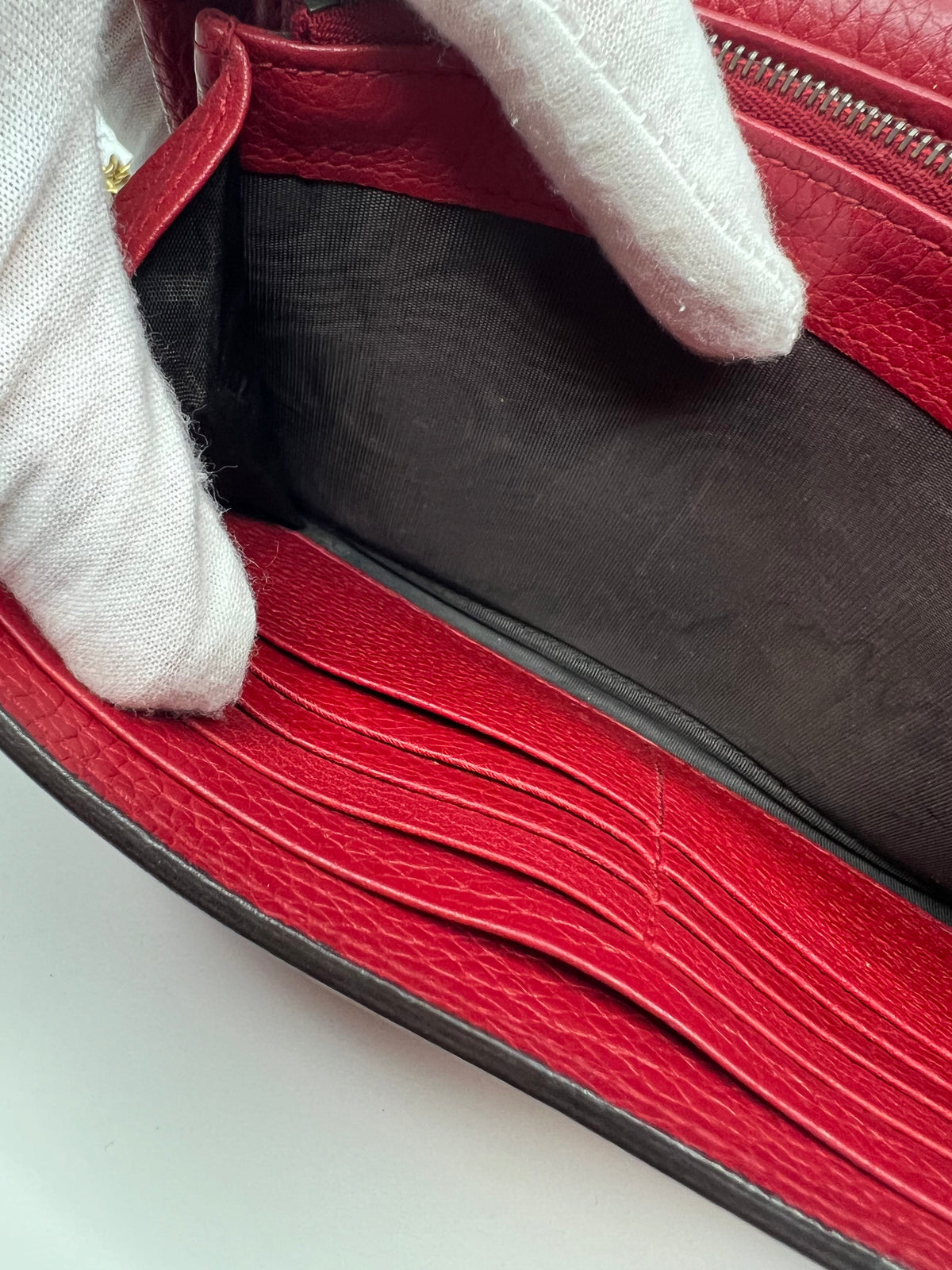 Gucci GG Marmont Red Leather Wallet on Chain